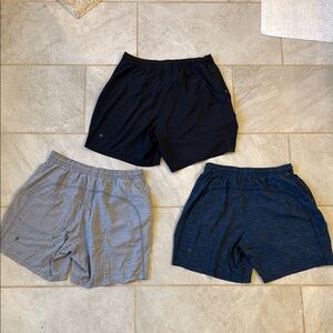 Men's Lululemon 7” inseam Black, Navy, and Gray Shorts Bundle